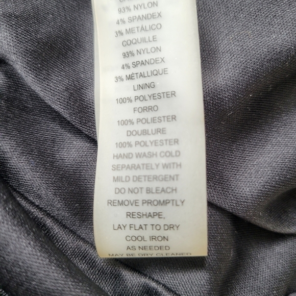 Vince Camuto Bodycon Dress Size 6 Black Aqua Asymmetrical Neck Sparkle Ruching - Picture 9 of 13